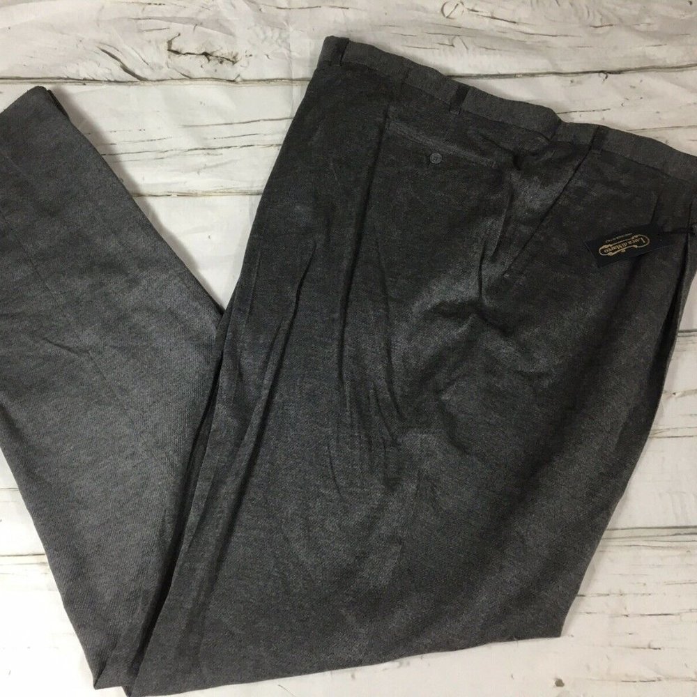 Luca DiMarco Mens Luxury Wool Gray Pants 56 Pleated Unhemmed Italy NWT $225